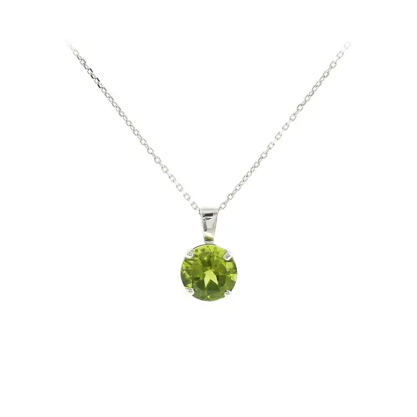 Elegant pendant in 18k white gold with peridot 1.90 ct