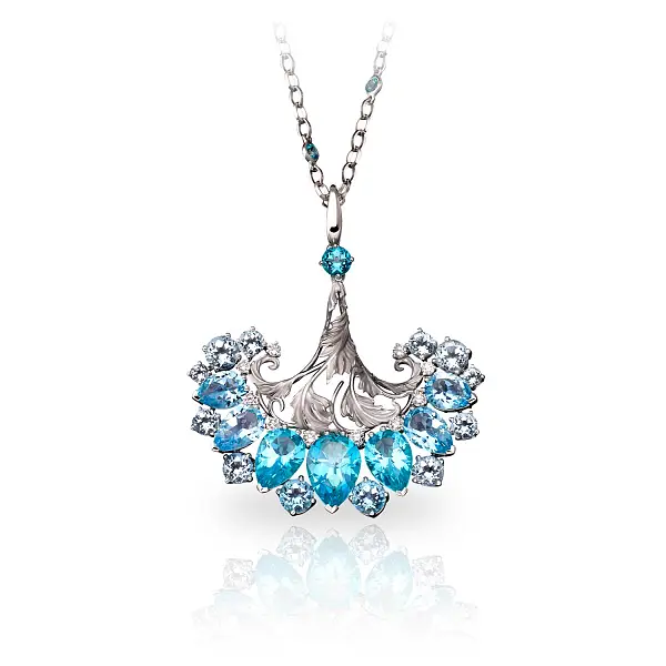 Gold Pendant with Blue Topaz and Diamonds Magerit Gea Genus