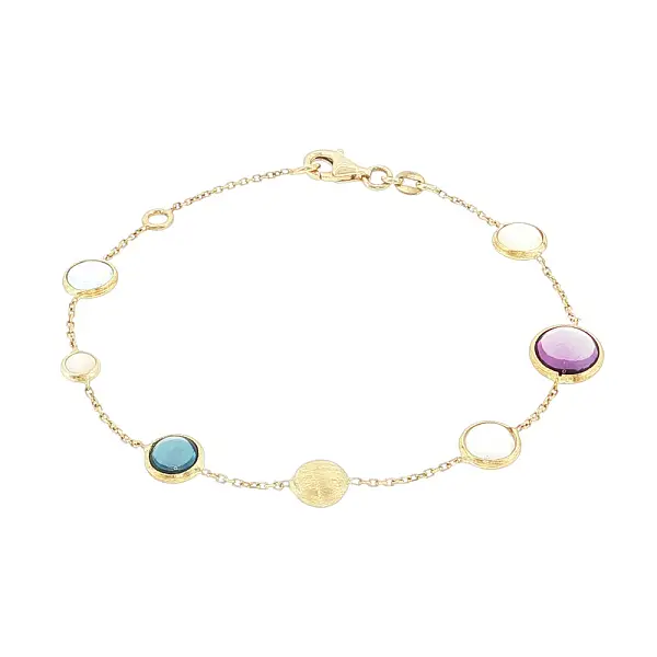 14k Gold Bracelet with Colored Gemstones