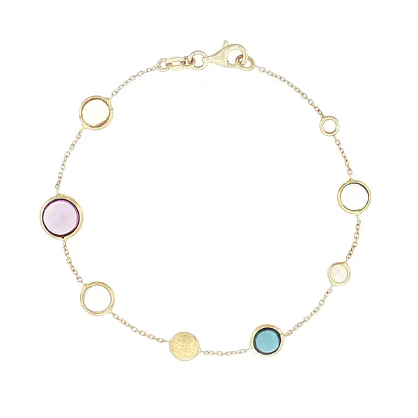 14k Gold Bracelet with Colored Gemstones