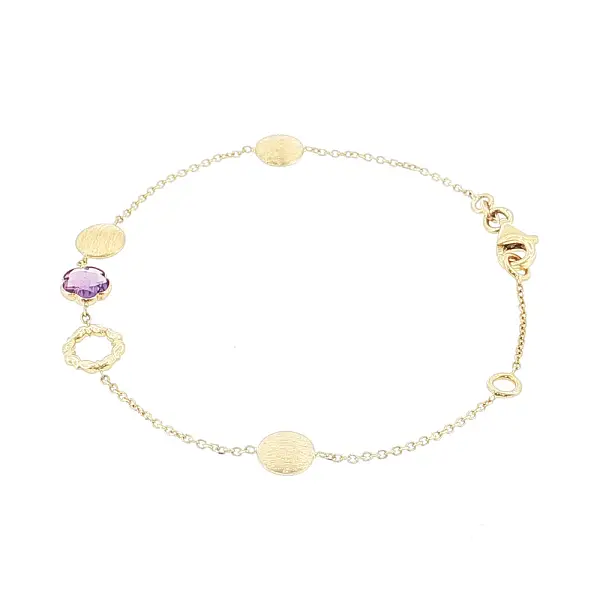 14k Gold Bracelet with Amethyst and Gold Elements