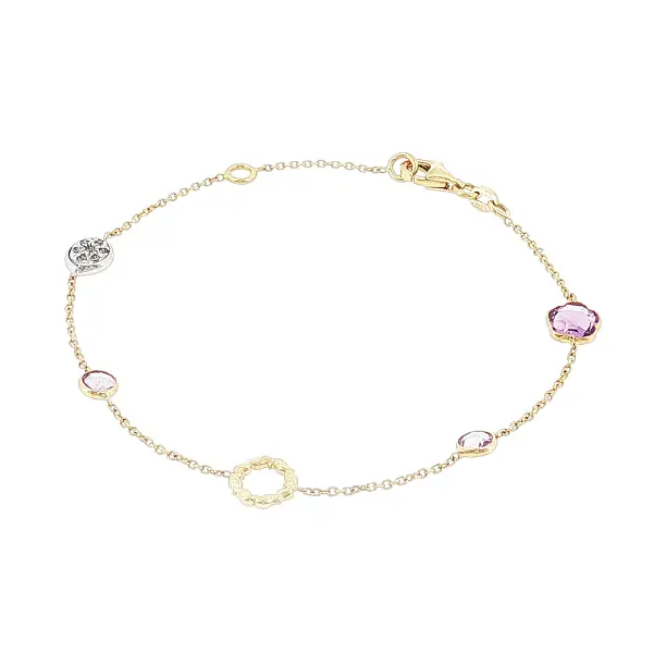 14k Gold Bracelet with Amethyst and Decorative Elements