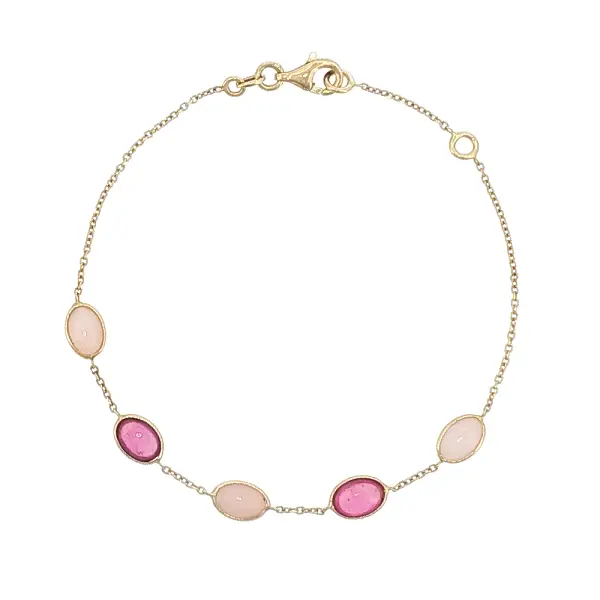 14k Gold Bracelet with Pink Gemstones