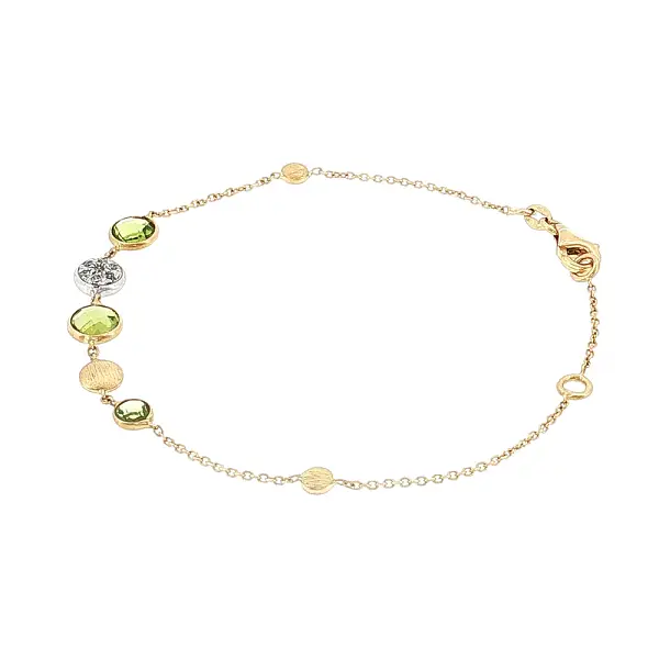 Gold bracelet 14K with peridots and zirconia
