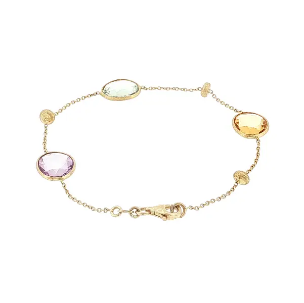 14K Gold Bracelet with Multicolored Stones