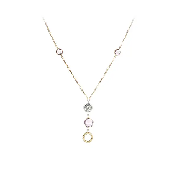 14k Gold Necklace with Purple Stone and Zirconia