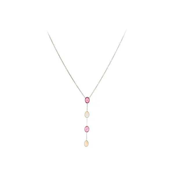 14k Gold Necklace with Pink Stones