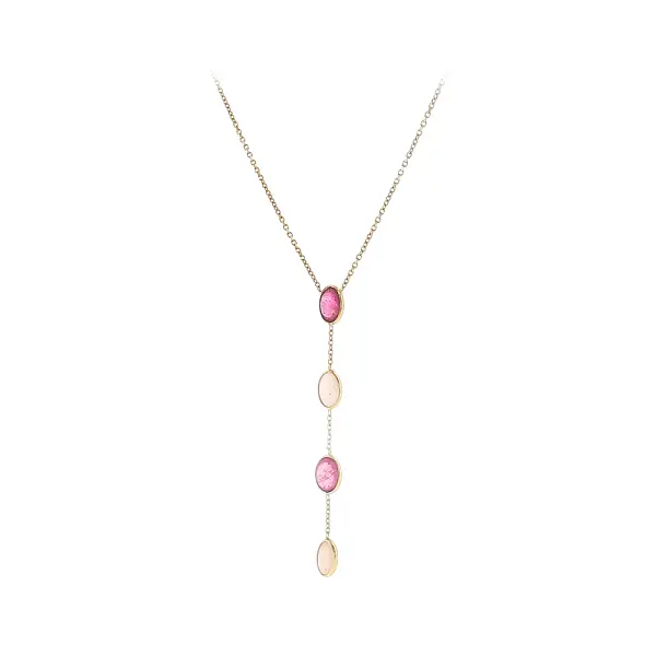 14k Gold Necklace with Pink Stones