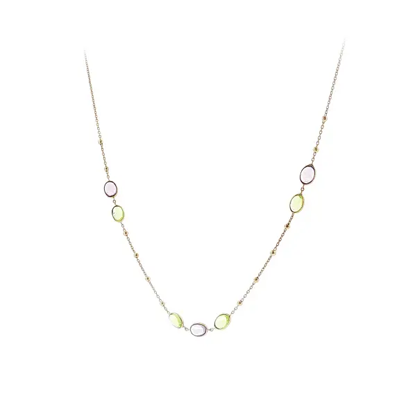 14K Gold Necklace with Colored Stones