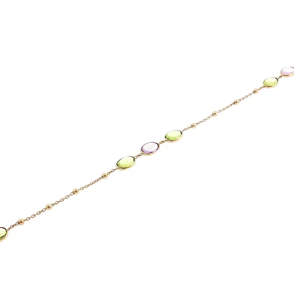 14K Gold Necklace with Colored Stones