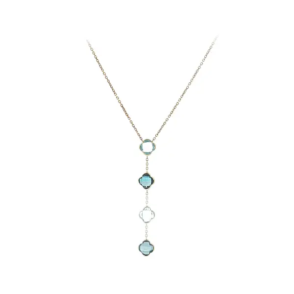 Elegant 14K Gold Necklace with Blue Stones