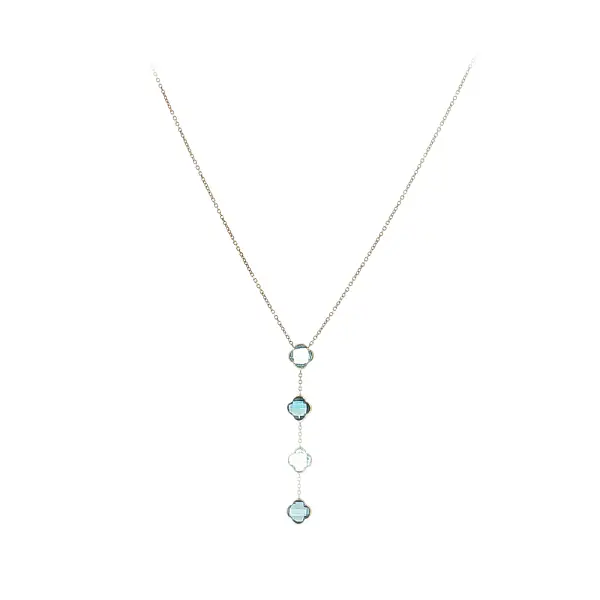 Elegant 14K Gold Necklace with Blue Stones