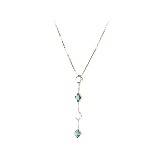 Elegant 14K Gold Necklace with Blue Stones