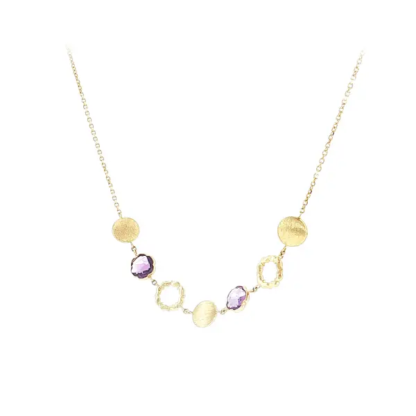 Luxury 14K Gold Necklace with Purple Stones