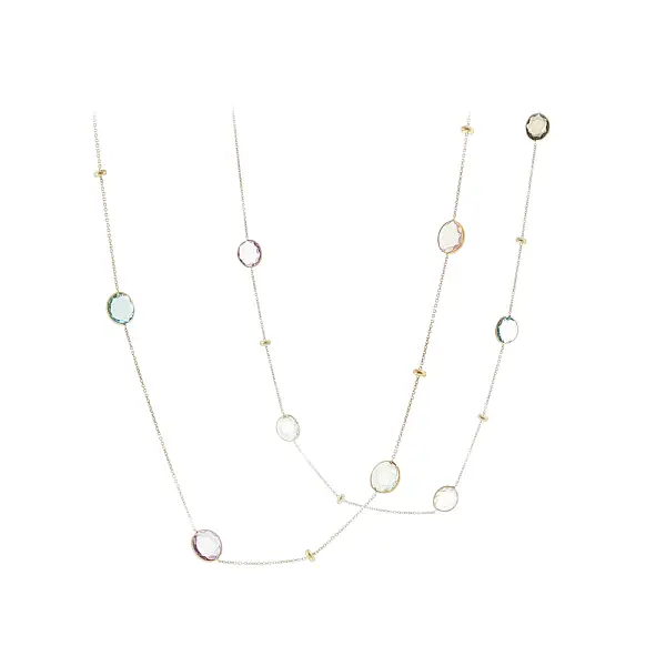 Elegant 14k gold necklace with multicolored stones