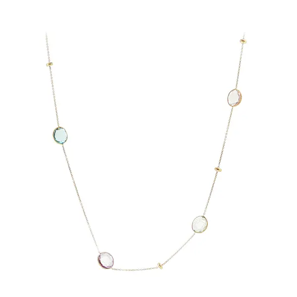 Elegant 14k gold necklace with multicolored stones