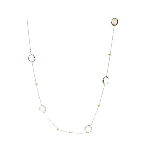 Elegant 14k gold necklace with multicolored stones