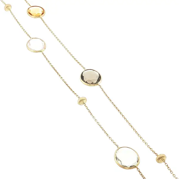Elegant 14k gold necklace with multicolored stones