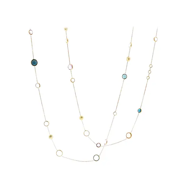 Elegant 14k gold necklace with colorful stones