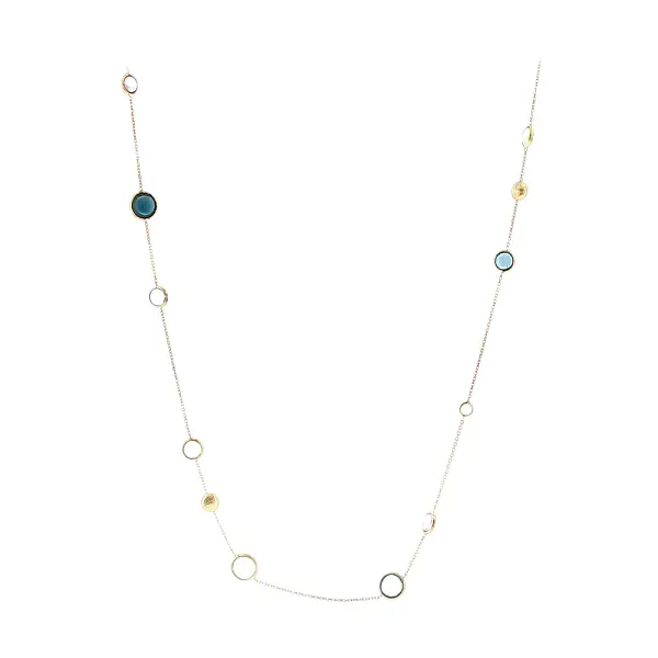 Elegant 14k gold necklace with colorful stones