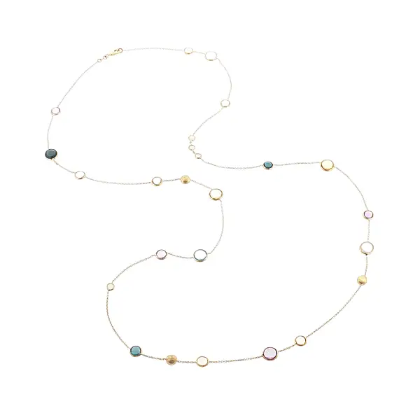 Elegant 14k gold necklace with colorful stones