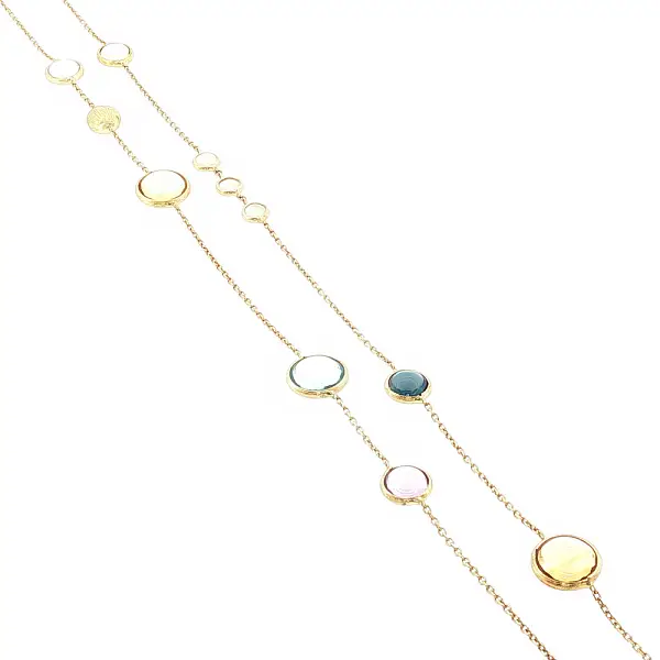 Elegant 14k gold necklace with colorful stones