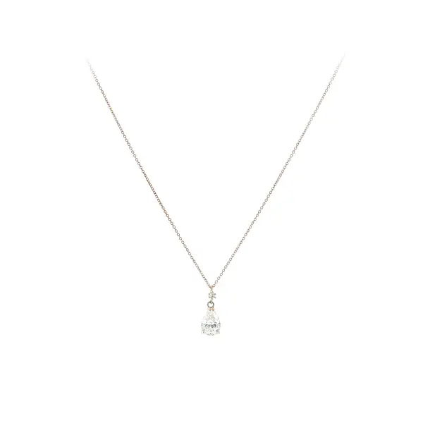 Delicate gold necklace with a teardrop zircon