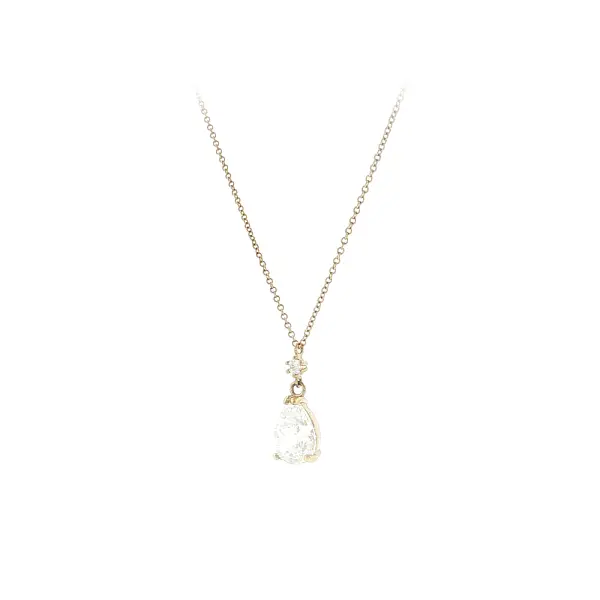 Delicate gold necklace with a teardrop zircon