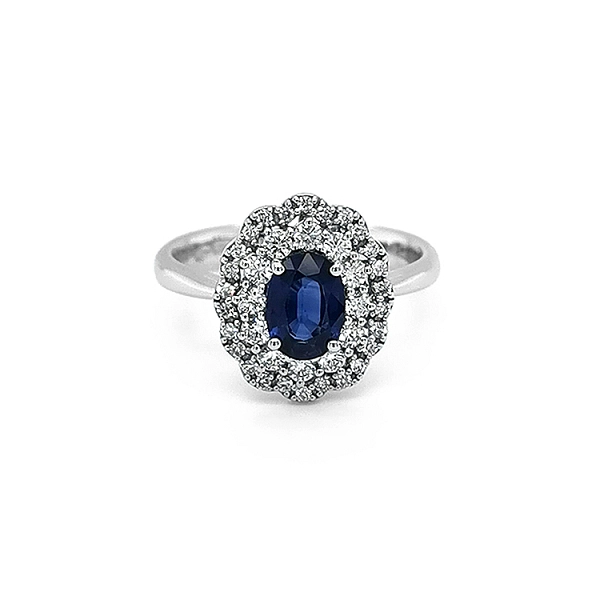 Gold Ring with Sapphire and Diamonds