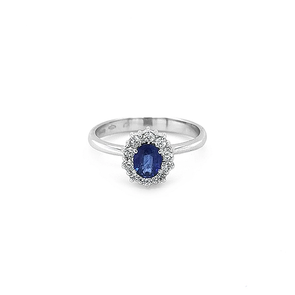 Gold Ring with Sapphire and Diamonds