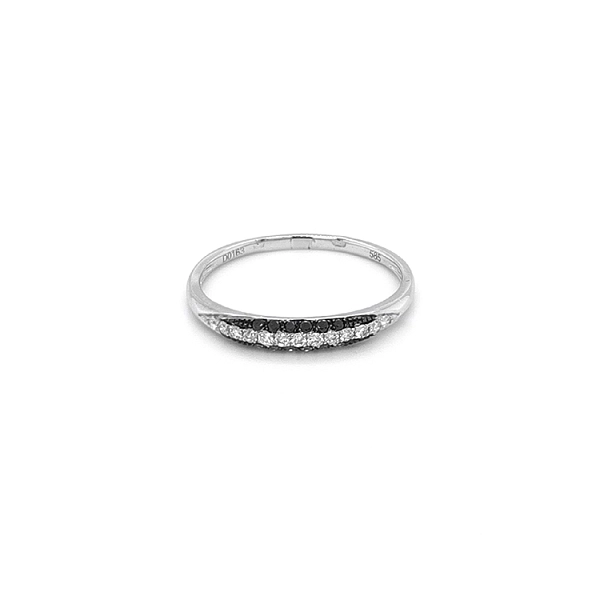 Gold Ring with Black and Champagne Diamonds