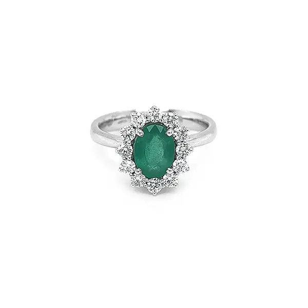 Gold Ring with Emeralds and Diamonds