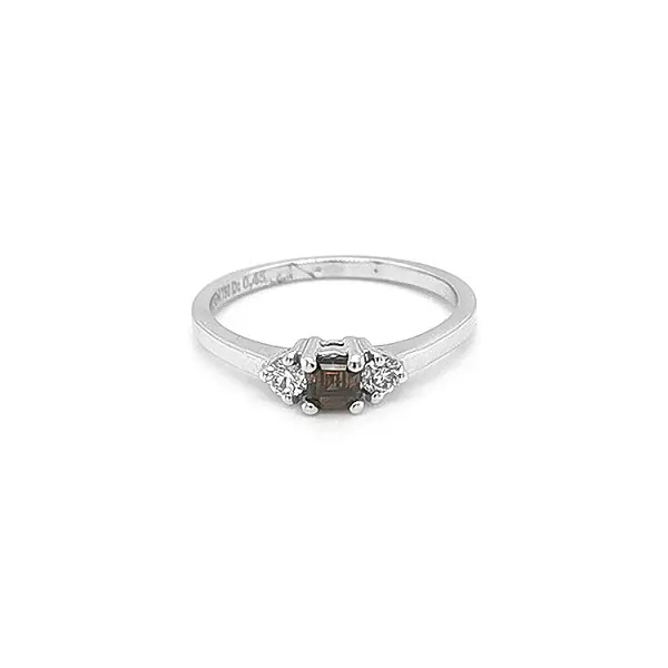 Gold Ring with Brown and White Diamonds