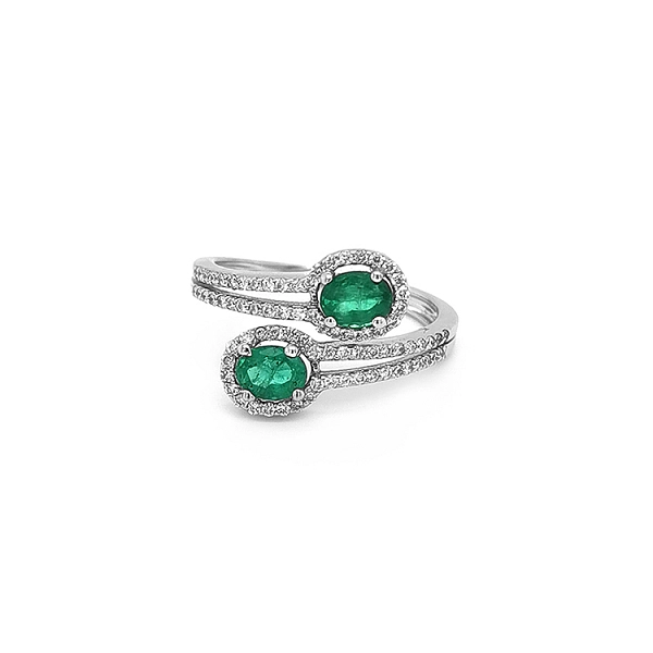 Gold Ring with Emeralds and Diamonds