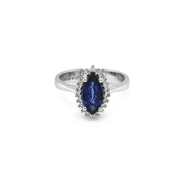 Gold Ring with Sapphire and Diamonds