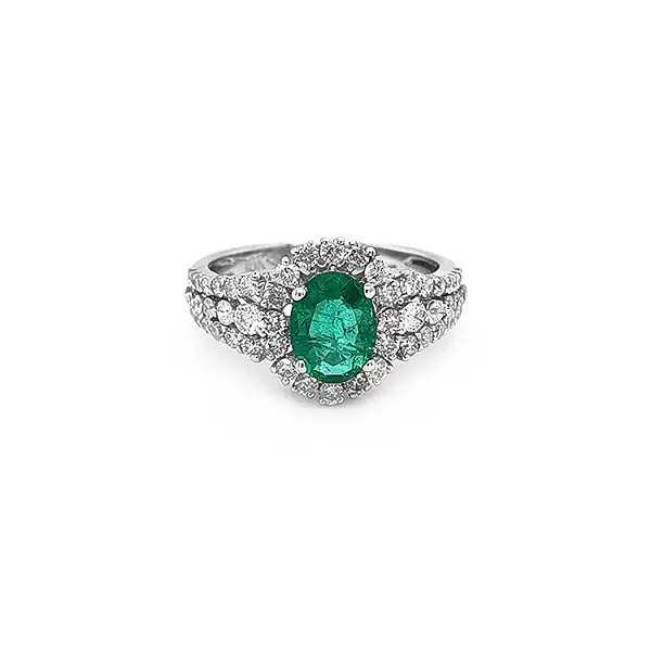 Gold Ring with Emerald and Diamonds