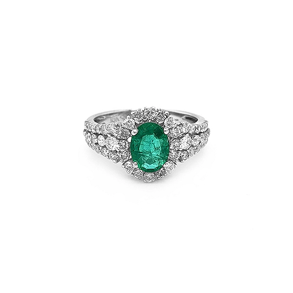 Gold Ring with Emerald and Diamonds