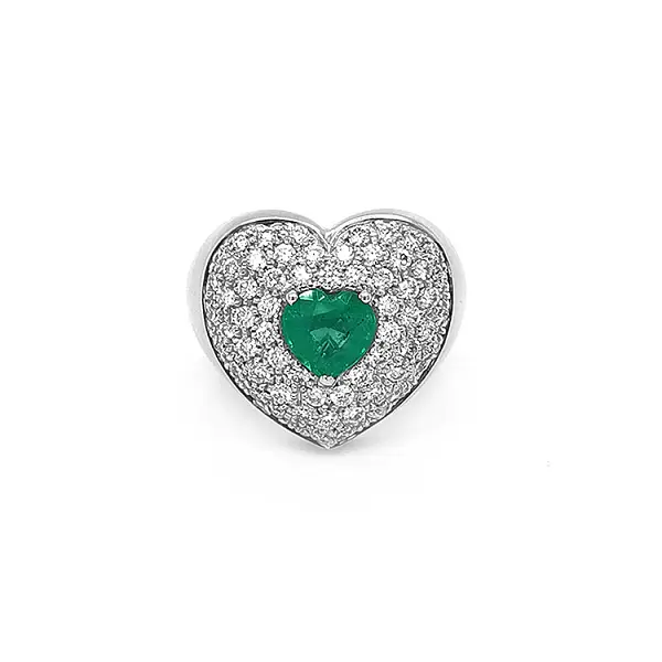 Gold Ring with Emerald and Diamonds