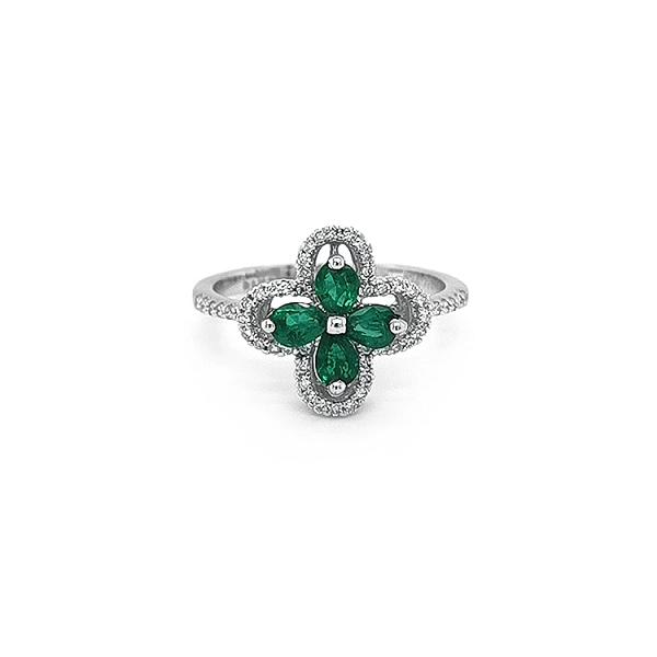 Gold Ring with Emeralds and Diamonds