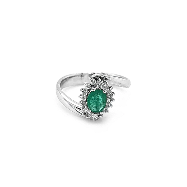 Gold Ring with Emerald and Diamonds