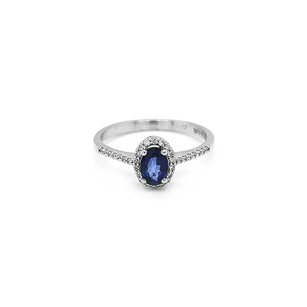 Gold Ring with Sapphire and Diamonds