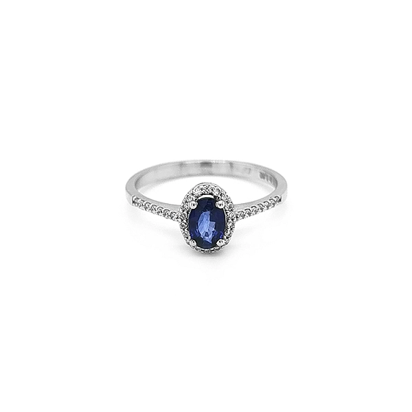 Gold Ring with Sapphire and Diamonds