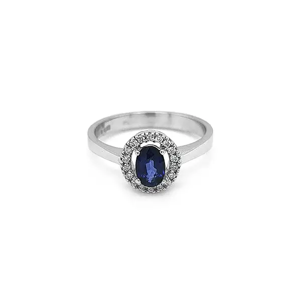 Gold Ring with Sapphire and Diamonds