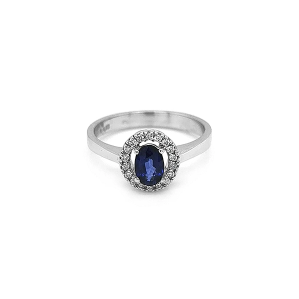 Gold Ring with Sapphire and Diamonds