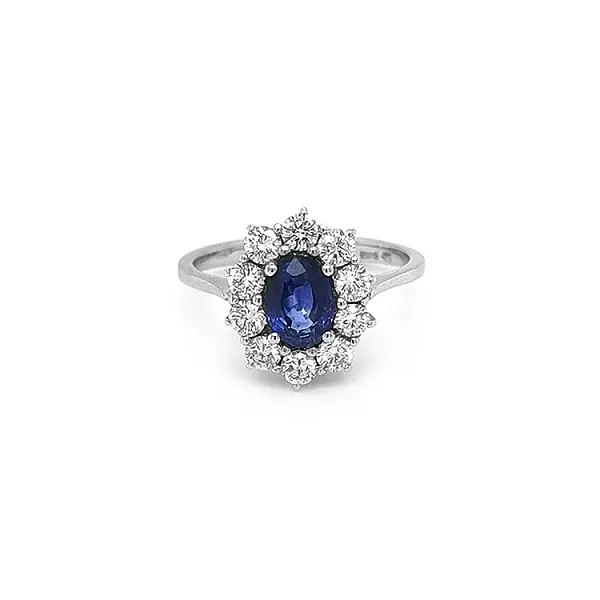 Gold Ring with Sapphire and Diamonds