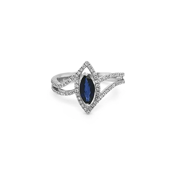 Gold Ring with Sapphire and Diamonds