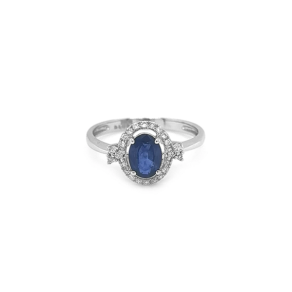 Gold Ring with Sapphire and Diamonds