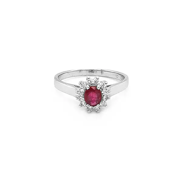 Gold Ring with Ruby and Diamonds
