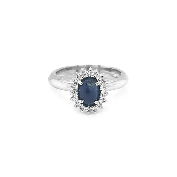 Gold Ring with Sapphire and Diamonds