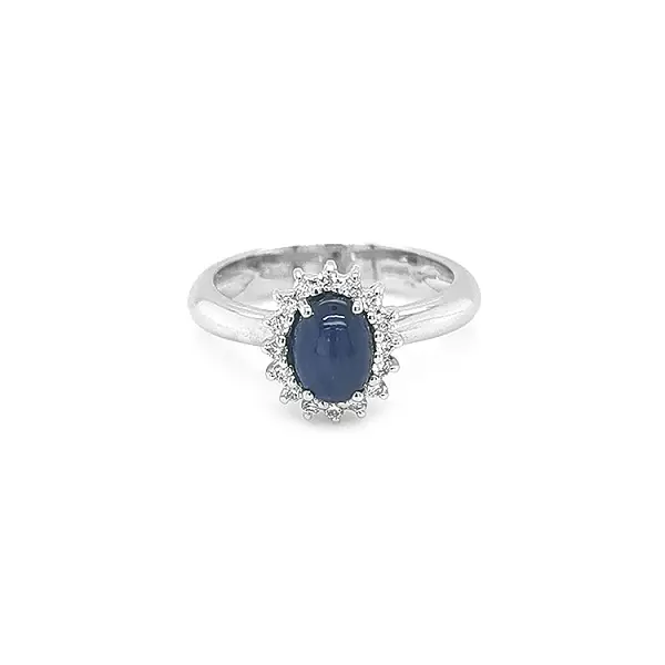 Gold Ring with Sapphire and Diamonds